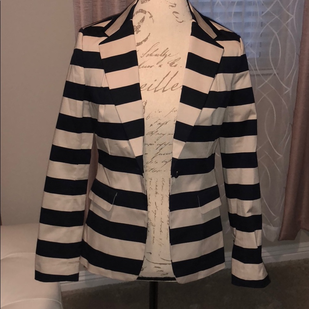 Blue and Tan Striped Blazer